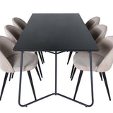 Jídelní stůl Petra - černá / černá dýha + židle se sametovými stehy - černá / béžová látka (polyesterové prádlo)_6