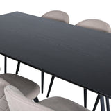 Jídelní stůl Petra - černá / černá dýha + židle se sametovými stehy - černá / béžová látka (polyesterové prádlo)_6