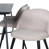 Jídelní stůl Petra - černá / černá dýha + židle se sametovými stehy - černá / béžová látka (polyesterové prádlo)_6