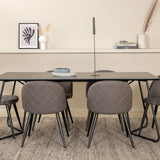Jídelní stůl Petra - černá / černá dýha + židle se sametovými stehy - černá / šedá mikrovlákno_6