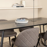 Jídelní stůl Petra - černá / černá dýha + židle se sametovými stehy - černá / šedá mikrovlákno_6