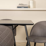 Jídelní stůl Petra - černá / černá dýha + židle se sametovými stehy - černá / šedá mikrovlákno_6