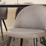 Jídelní stůl Petra - černá / černá dýha + židle se sametovými stehy - černá / šedá mikrovlákno_6