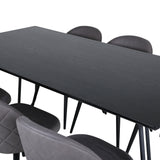 Jídelní stůl Petra - černá / černá dýha + židle se sametovými stehy - černá / šedá mikrovlákno_6