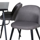 Jídelní stůl Petra - černá / černá dýha + židle se sametovými stehy - černá / šedá mikrovlákno_6