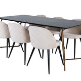 Jídelní stůl Petra , Židle Distressed Copper Černá dýha + sametové stehy , Black Beige Velvet_6