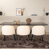 Jídelní stůl Petra , Židle Distressed Copper Černá dýha + sametové stehy , Black Beige Velvet_6