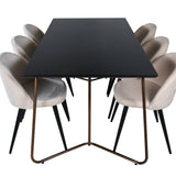 Jídelní stůl Petra , Židle Distressed Copper Černá dýha + sametové stehy , Black Beige Velvet_6