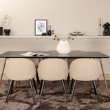 Jídelní stůl Petra , Židle Distressed Copper Černá Dýha+Sametové stehy , Černá béžová látka (Polyesterové prádlo)_6