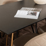 Jídelní stůl Petra , Židle Distressed Copper Černá Dýha+Sametové stehy , Černá béžová látka (Polyesterové prádlo)_6