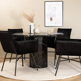 Kulatý jídelní stůl Marbs - Černá / Černé sklo Marble+Židle Petra - Černá / Černá Velvet_4