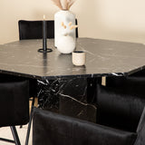Kulatý jídelní stůl Marbs - Černá / Černé sklo Marble+Židle Petra - Černá / Černá Velvet_4