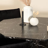 Kulatý jídelní stůl Marbs - Černá / Černé sklo Marble+Židle Petra - Černá / Černá Velvet_4