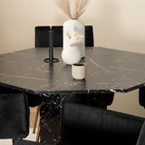 Kulatý jídelní stůl Marbs - černá / černá skleněná židle Marble+Petra - měď / černý samet_4