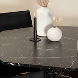 Kulatý jídelní stůl Marbs - černá / černá skleněná židle Marble+Petra - měď / černý samet_4