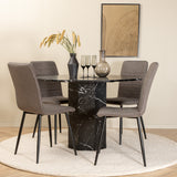 Kulatý jídelní stůl Marbs - černá / černá skleněná židle Marble+Windu Lyx - černá / šedá mikrovlákno_4