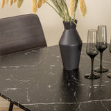 Kulatý jídelní stůl Marbs - černá / černá skleněná židle Marble+Windu Lyx - černá / šedá mikrovlákno_4