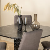 Kulatý jídelní stůl Marbs - černá / černá skleněná židle Marble+Windu Lyx - černá / šedá mikrovlákno_4