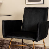 Pillan oválný jídelní stůl , černé černé sklo mramor + židle Petra , distressed měď černý samet_4