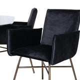 Pillan oválný jídelní stůl , černé černé sklo mramor + židle Petra , distressed měď černý samet_4