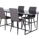 Jídelní stůl Leif - černá / černá kouřové kouřové sklo + židle Windu Lyx - černá / šedá Micro Fibre_4