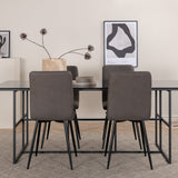 Jídelní stůl Leif - černá / černá kouřové kouřové sklo + židle Windu Lyx - černá / šedá Micro Fibre_4