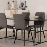 Jídelní stůl Leif - černá / černá kouřové kouřové sklo + židle Windu Lyx - černá / šedá Micro Fibre_4