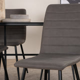 Jídelní stůl Leif - černá / černá kouřové kouřové sklo + židle Windu Lyx - černá / šedá Micro Fibre_4