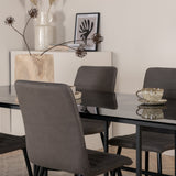 Jídelní stůl Leif - černá / černá kouřové kouřové sklo + židle Windu Lyx - černá / šedá Micro Fibre_4