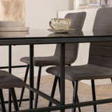 Jídelní stůl Leif - černá / černá kouřové kouřové sklo + židle Windu Lyx - černá / šedá Micro Fibre_4