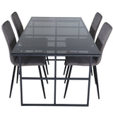 Jídelní stůl Leif - černá / černá kouřové kouřové sklo + židle Windu Lyx - černá / šedá Micro Fibre_4