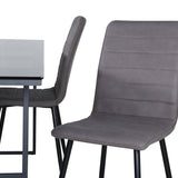 Jídelní stůl Leif - černá / černá kouřové kouřové sklo + židle Windu Lyx - černá / šedá Micro Fibre_4