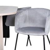 Oválný jídelní stůl Bianca - White Wash / Černá dýha + židle Berit - Černá / Světle šedá Velvet_4