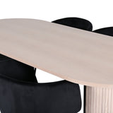 Oválný jídelní stůl Bianca - White Wash / Černá Dýha + Židle Berit - Černá / Black Velvet_4