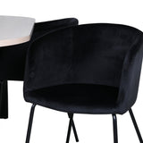 Oválný jídelní stůl Bianca - White Wash / Černá Dýha + Židle Berit - Černá / Black Velvet_4