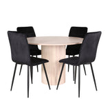 Kulatý jídelní stůl Bianca - White Wash / Černá dýha + židle Windu Lyx - Black / Black Velvet_4
