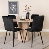 Kulatý jídelní stůl Bianca - White Wash / Černá dýha + židle Windu Lyx - Black / Black Velvet_4