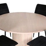 Kulatý jídelní stůl Bianca - White Wash / Černá dýha + židle Windu Lyx - Black / Black Velvet_4