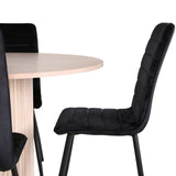 Kulatý jídelní stůl Bianca - White Wash / Černá dýha + židle Windu Lyx - Black / Black Velvet_4