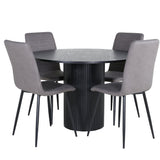 Kulatý jídelní stůl Bianca - černá / černá dýha + židle Windu Lyx - černá / šedá mikrovlákno_4