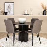 Kulatý jídelní stůl Bianca - černá / černá dýha + židle Windu Lyx - černá / šedá mikrovlákno_4