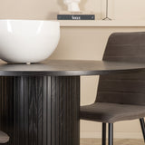 Kulatý jídelní stůl Bianca - černá / černá dýha + židle Windu Lyx - černá / šedá mikrovlákno_4