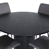 Kulatý jídelní stůl Bianca - černá / černá dýha + židle Windu Lyx - černá / šedá mikrovlákno_4