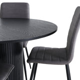 Kulatý jídelní stůl Bianca - černá / černá dýha + židle Windu Lyx - černá / šedá mikrovlákno_4