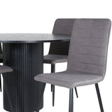 Kulatý jídelní stůl Bianca - černá / černá dýha + židle Windu Lyx - černá / šedá mikrovlákno_4