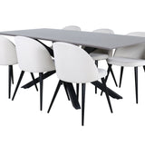 Jídelní stůl Piazza – černá / šedá dýha + sametová jídelní židle manšestrová – béžová / černá_6