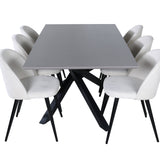 Jídelní stůl Piazza – černá / šedá dýha + sametová jídelní židle manšestrová – béžová / černá_6