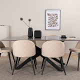 Jídelní stůl Piazza – černá/šedá dýha+židle sametové stehy – černá/béžová Velvet_6