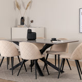 Jídelní stůl Piazza – černá/šedá dýha+židle sametové stehy – černá/béžová Velvet_6