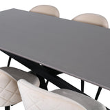 Jídelní stůl Piazza – černá/šedá dýha+židle sametové stehy – černá/béžová Velvet_6